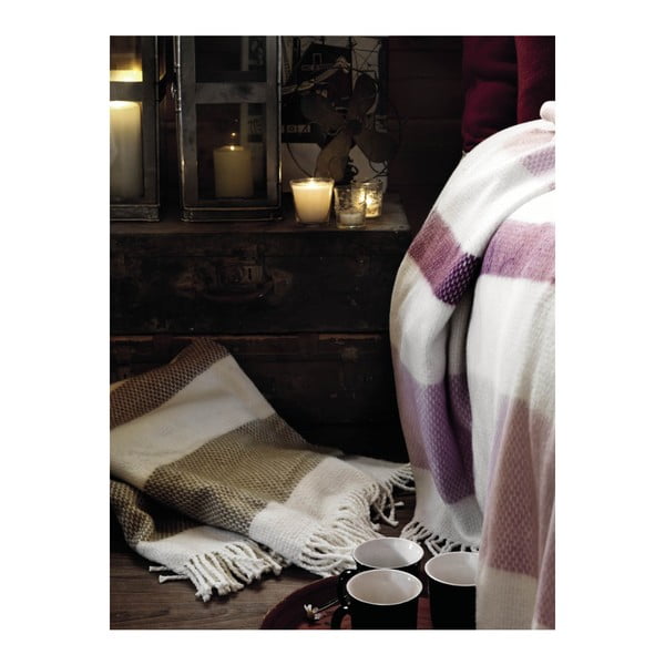 Бяло и кафяво каре със съдържание на памук , 140 x 180 cm Granite - Euromant-image-2