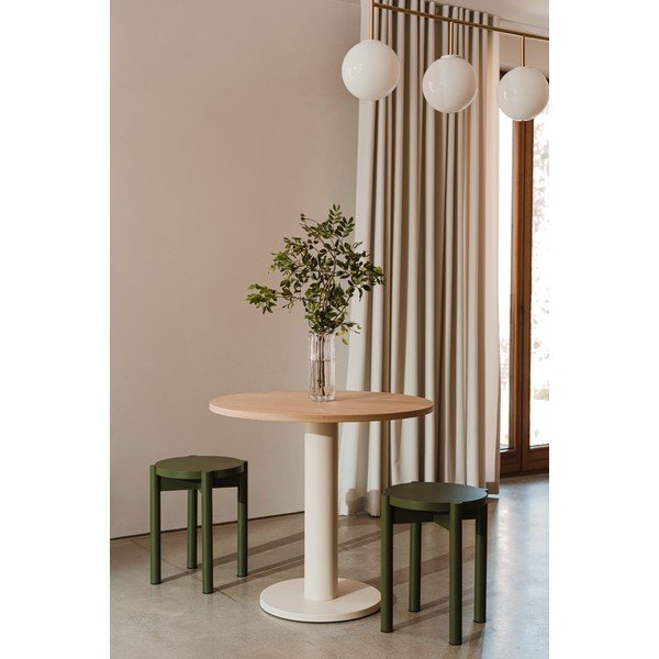 Кръгла трапезна маса с дъбов плот ø 80 cm Sool – noo.ma-image-2