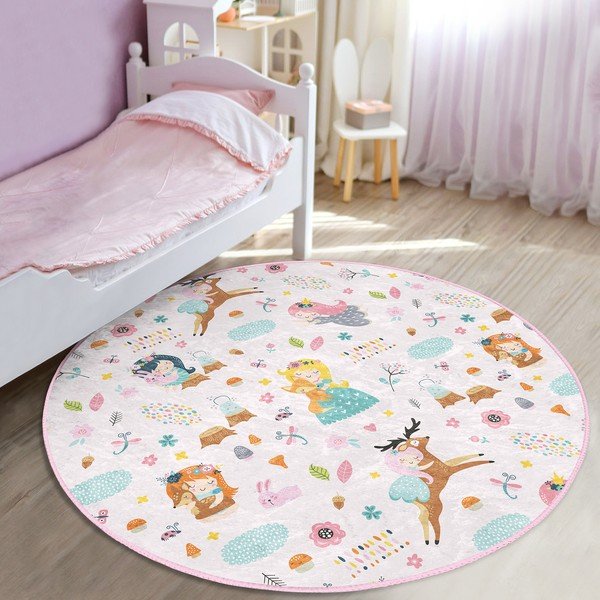 Светлорозов детски килим ø 100 cm Comfort - Mila Home-image-1