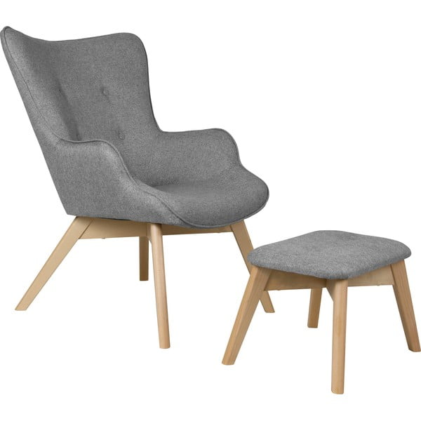 Сив фотьойл с табуретка Niko – Ropez