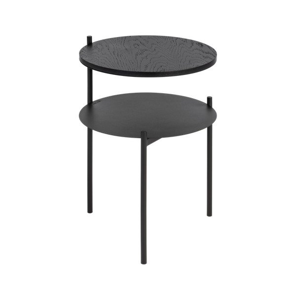 Черно нощно шкафче с дъбов плот Tu – noo.ma