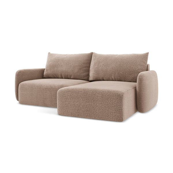 Светлокафяв разтегателен ъглов диван с място за съхранение (десен ъгъл) Kalena – Makamii-image-1