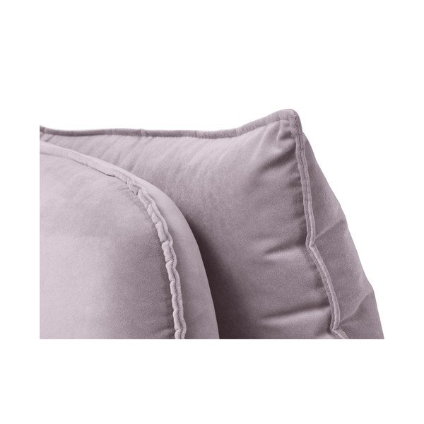 Светлорозово кадифено кресло за отдих с черни крака, ляв ъгъл Lento - Kooko Home-image-3