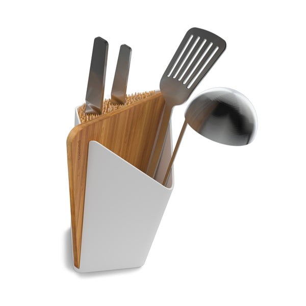 Stojan na nože a kuchyňské nástroje s prkénkem Utensil/Knife Holder + Board, bílý