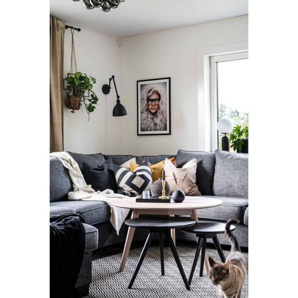 Кръгла маса за кафе в дъбов декор в естествен цвят 90x90 cm Yumi - Rowico-image-3