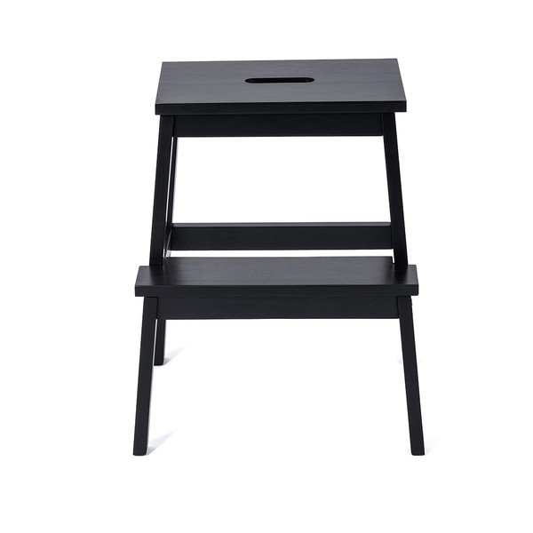 Черна табуретка от каучуково дърво Corg - Bonami Essentials-image-2