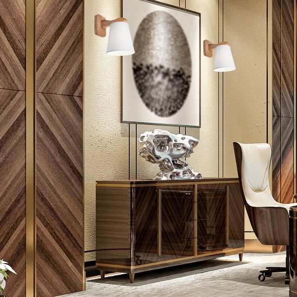 Бяла и кафява стенна лампа ø 16 cm Andreas – LAMKUR-image-3