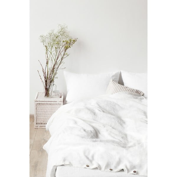 Бяла ленена завивка , 200 x 200 cm - Linen Tales-image-1