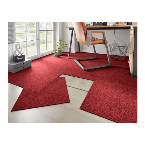 Комплект от 20 червени квадратчета за килим Easy, 50 x 50 cm - Hanse Home
