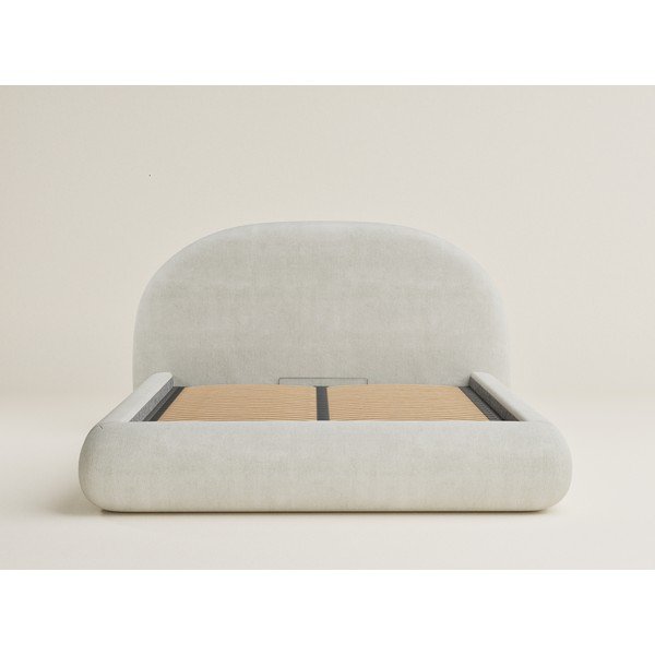 Кремаво двойно легло 140x200 cm тапицирано с място за съхранение с включена подматрачна рамка Maumere – Maison de Rêve-image-2