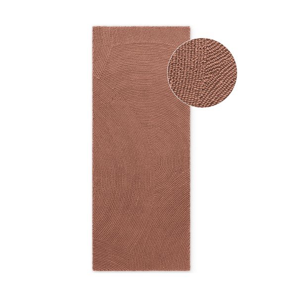 Теракотена ръчно изработена вълнена пътека 80x300 cm Calmio – Hanse Home