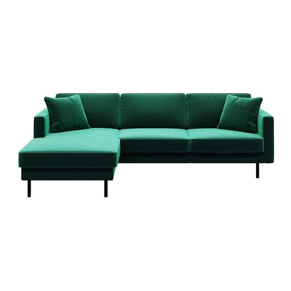 Ъглов диван от зелено кадифе , ляв ъгъл Kobo - MESONICA