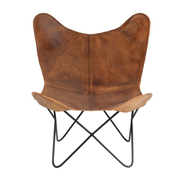 Кафяв кожен фотьойл с пеперуда Farfalla - sømcasa-image-2