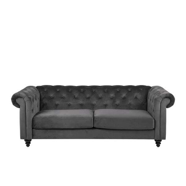 Тъмно сив кадифен диван Charlietown, 219 cm - Actona