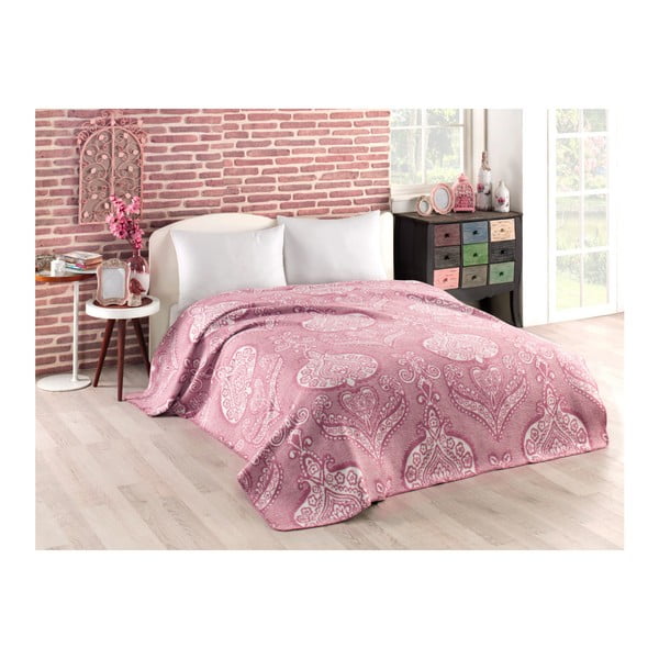 Розово одеяло със смес от памук Символи, 180 x 220 cm - Kate Louise