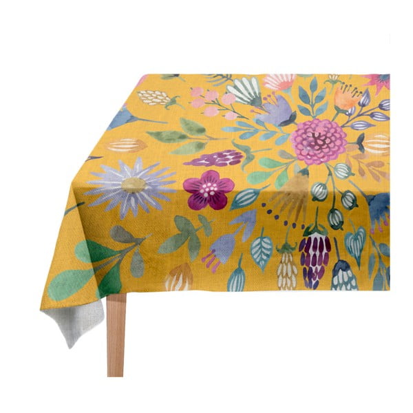 Покривка за маса с ленено платно , 140 x 250 cm Colourful Flowers - Madre Selva