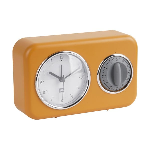 Жълт настолен часовник с кухненска минута Носталгия - PT LIVING