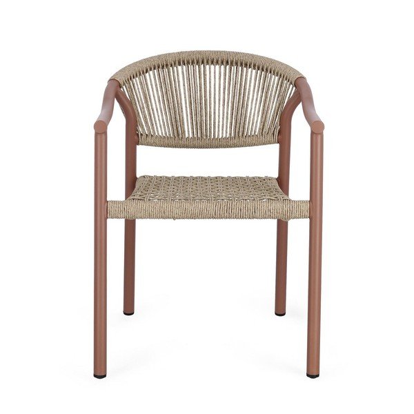 Червен /в естествен цвят метален градински стол Canarias – Bizzotto-image-2