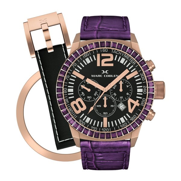 Dámské hodinky Marc Coblen s páskem a kroužkem navíc P36