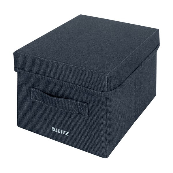 Тъмносиви текстилни кутии за съхранение в комплект 2 бр. с капаци 19x28.5x16 cm – Leitz