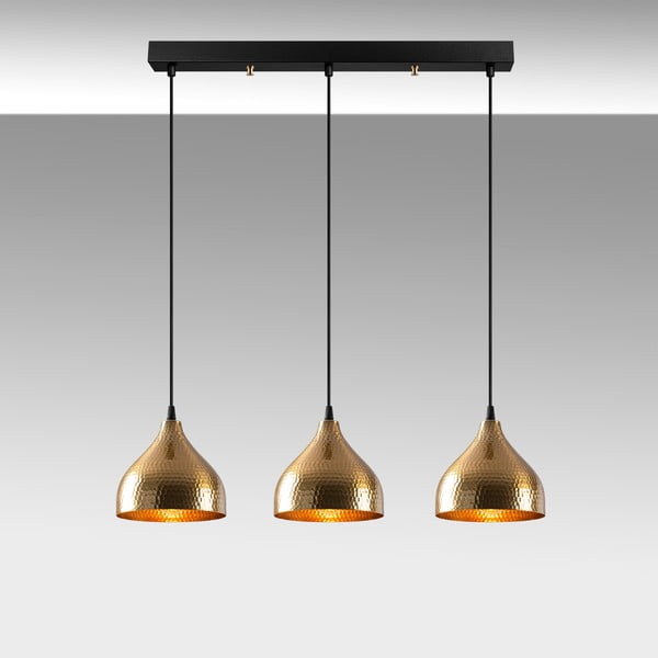 Висящо осветително тяло  в златист цвят с метален абажур Tattoo – Opviq lights-image-4