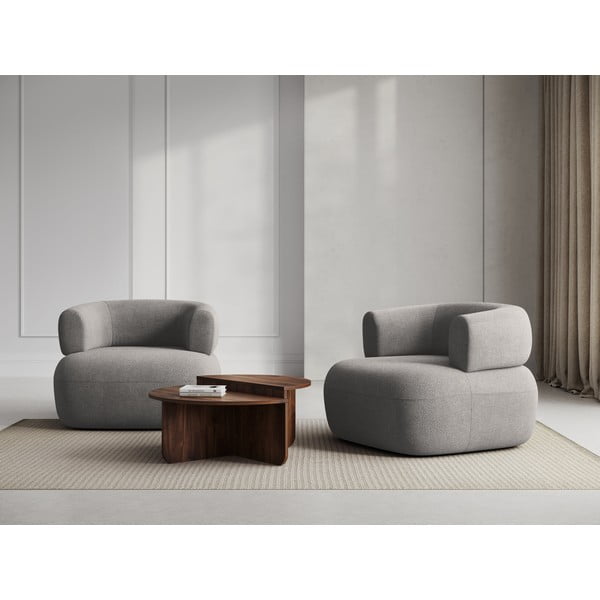 Светлосиво кресло от плат букле Jenny – Micadoni Home-image-1