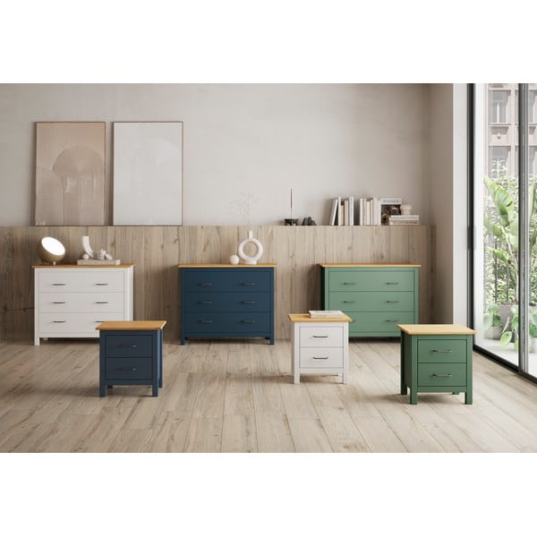 Тъмносиньо нощно шкафче от борова дървесина Miranda - Marckeric-image-1