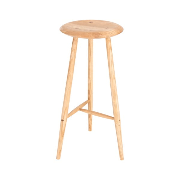 Бар стол от масивен дъб в естествен цвят (височина на седалката 75 cm) Blanc – Gazzda-image-3