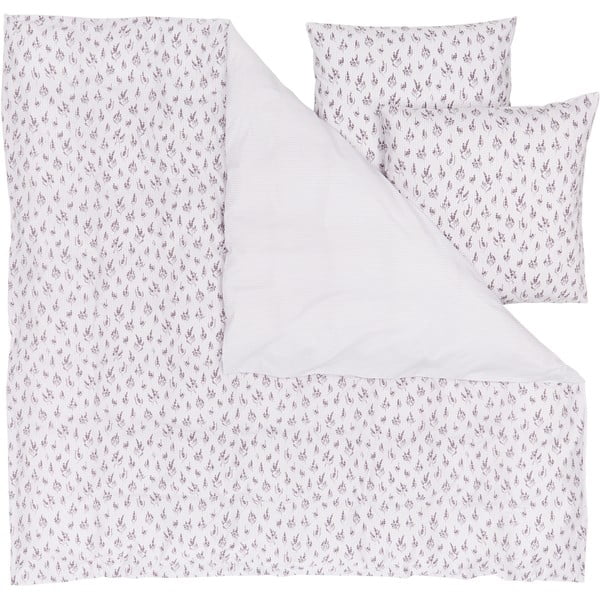 Бяло-розов чаршаф за двойно легло от памук ранфорс , 200 x 200 cm - Westwing Collection
