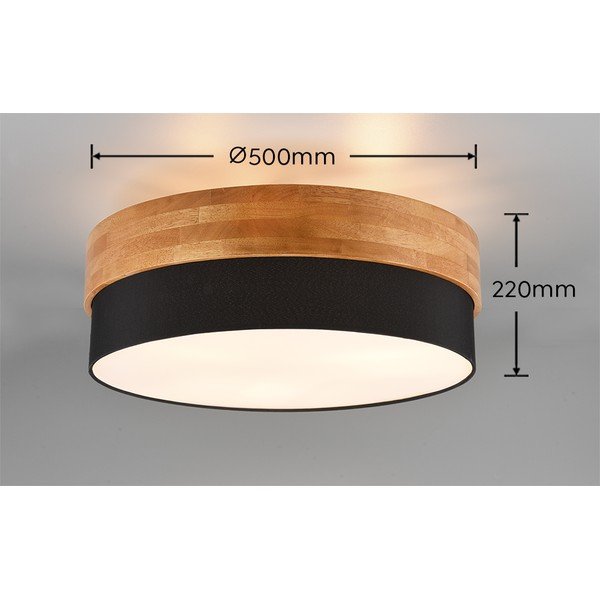 Черно и естествено осветително тяло за таван с текстилен абажур Seasons – Trio-image-4