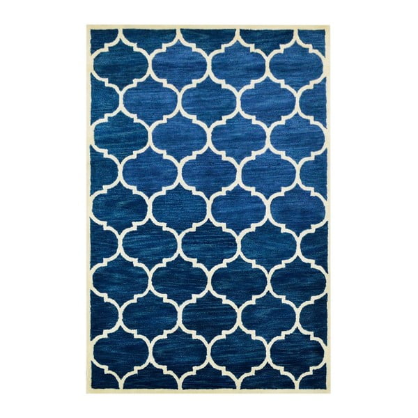 Tmavě modrý vlněný koberec Bakero Florida, 300 x 200 cm