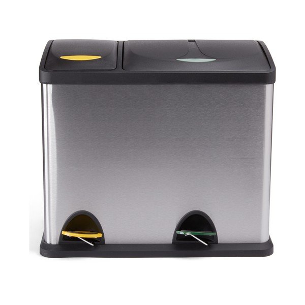 Стоманено кошче за боклук за рециклиране с педал в матово сребрист цвят 18+8 l Tri Selectif – MSV-image-3