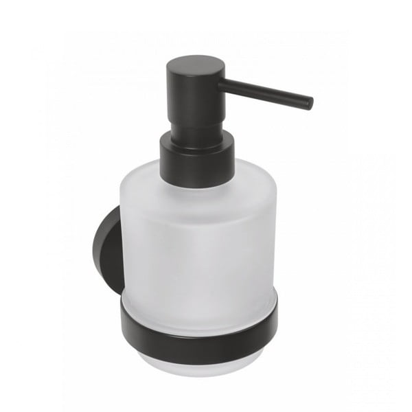 Диспенсър за сапун от черно стъкло, монтиран на стената, 200 ml X-Round - Sapho
