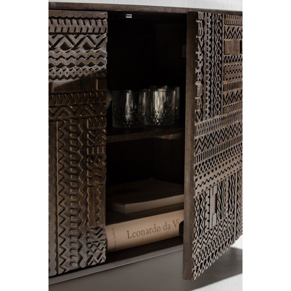 Тъмнокафява маса за телевизор от масивно манго 145x48x40 cm Kalai – MOME-image-2