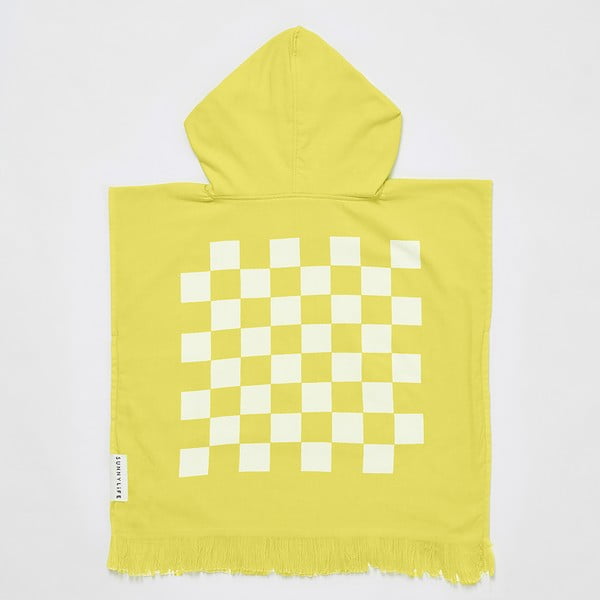 Жълта бебешка плажна кърпа с качулка , 3-6 години Checkerboard - Sunnylife