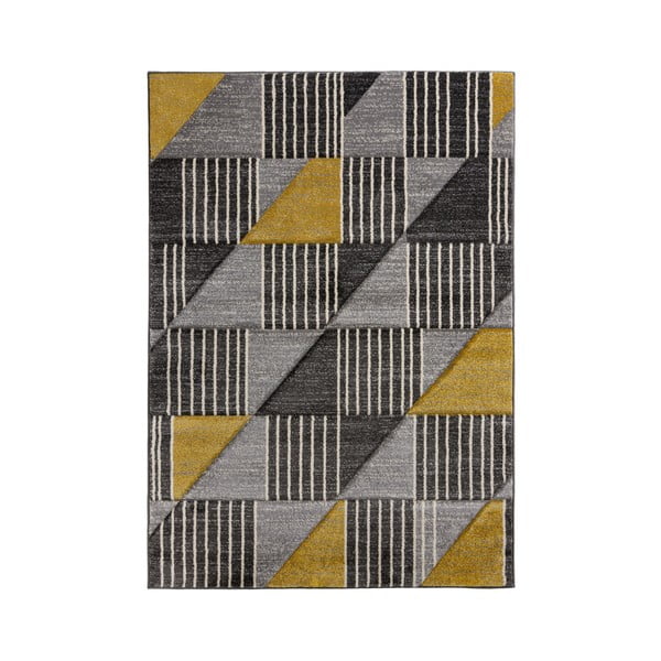 Сив и жълт килим Velocity, 200 x 290 cm - Flair Rugs