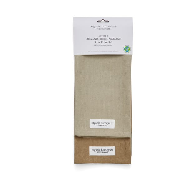 Комплект от 2 сиво-кафяви памучни кърпи за чай , 45 x 65 cm Herringbone - Cooksmart ®