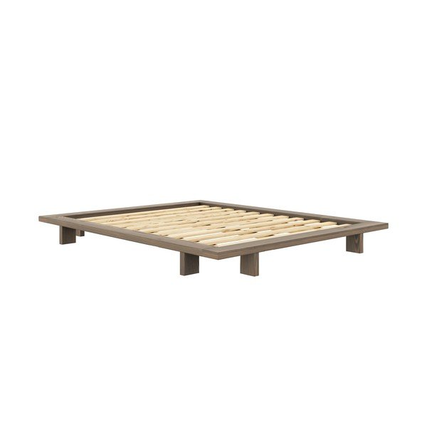 Кафяво двойно легло от борова дървесина с решетка 160x200 cm Japan - Karup Design