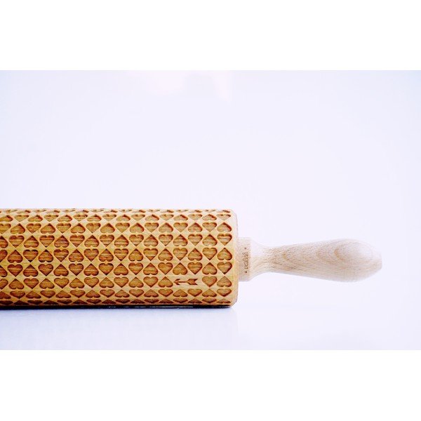 Дървен релефен валяк за тесто Сърце Hearts - Valek-image-2