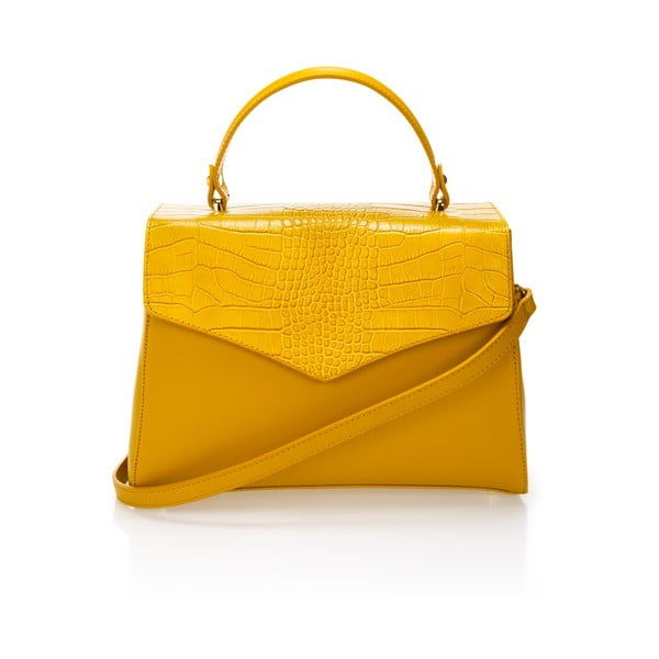 Жълта кожена чанта Maria - Federica Bassi