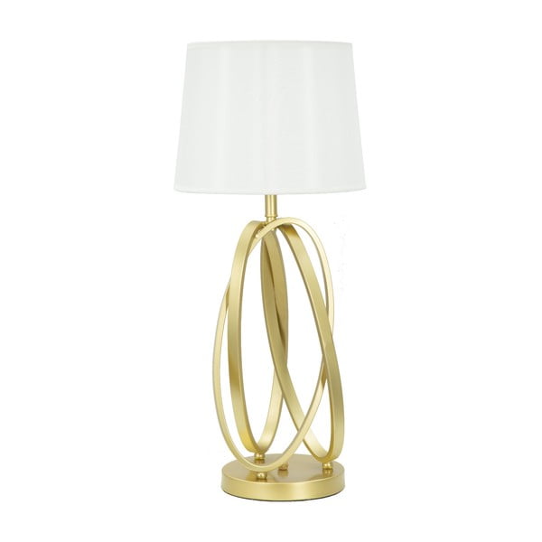 Бяла настолна лампа с дизайн на златен кръг - Mauro Ferretti