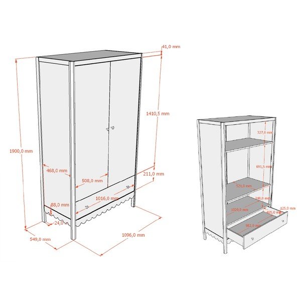Бежов детски гардероб 110x190x55 cm Swingo – Vipack-image-3
