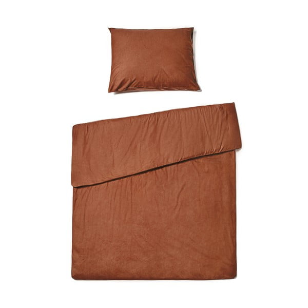 Кестеняво кафяво спално бельо за единично легло от измит памук , 140 x 200 cm - Bonami Selection