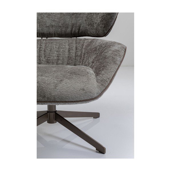 Сив плюшен въртящ се стол Oval Office - Kare Design-image-2