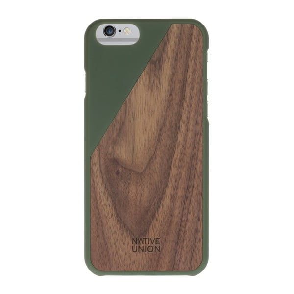 Тъмнозелен калъф за мобилен телефон с дървени детайли за iPhone 7 и 8 Clic Wooden - Native Union