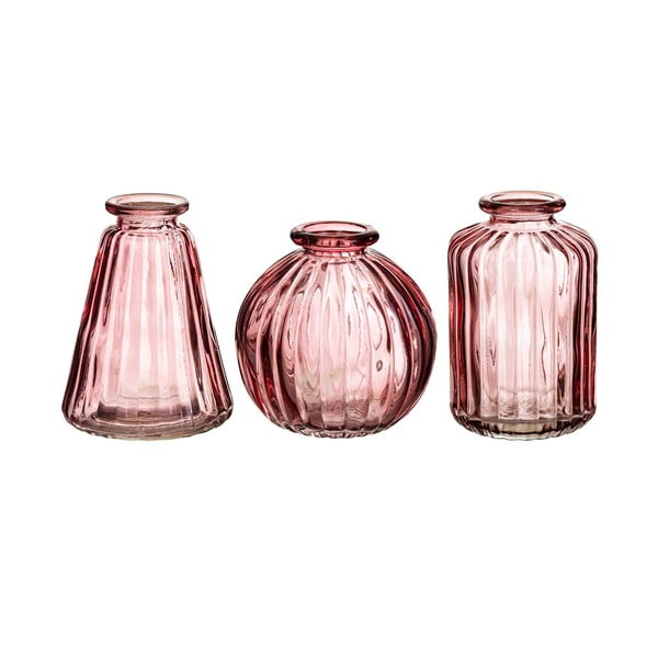 Комплект от 3 вази от розово стъкло Bud - Sass & Belle
