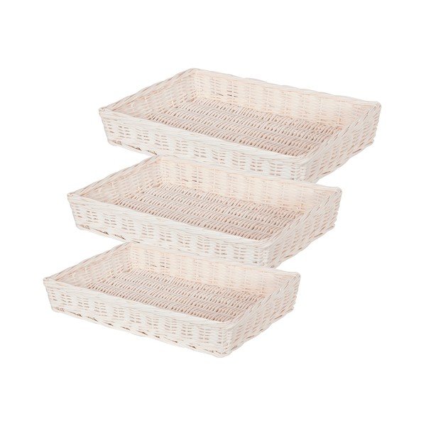 Sada 3 ratanových podnosů White Rattan, 44x33 cm