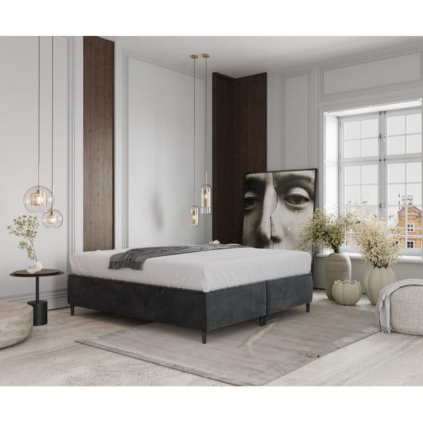 Антрацитно тапицирано двойно легло с място за съхранение 140x200 cm Tate – Maison de Rêve-image-1