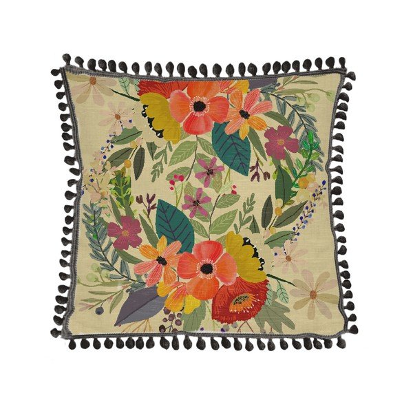Възглавница с ленено платно Флорална панда, 45 x 45 cm - Little Nice Things-image-2