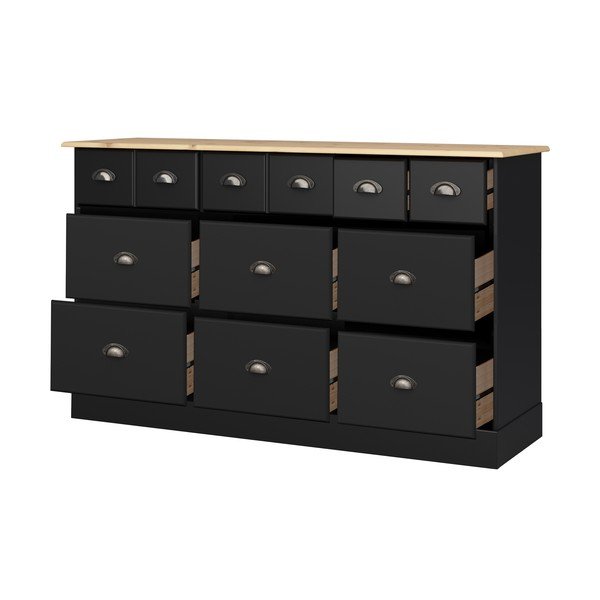 Черен скрин с 9 чекмеджета Leander - Støraa-image-2